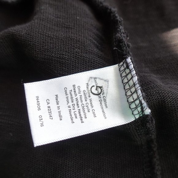 Talbots Dress 2 Cotton Split Neck T Shirt XS Embroidered Knit Mini Boho Black - Picture 7 of 9